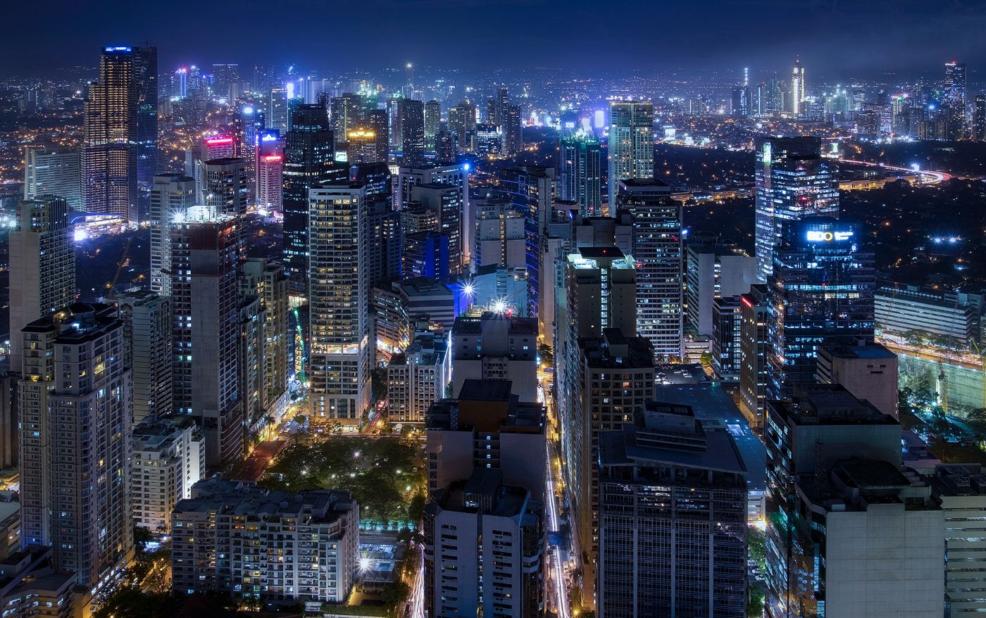 Makati skyline at night, Metro Manila, Philippines